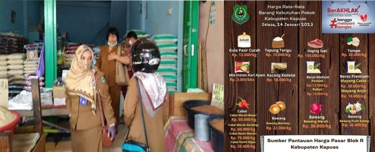 Disdagperinkop dan UKM Kapuas Rutin Pantau Harga Bapok