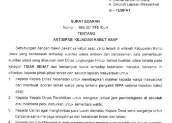 Pj Bupati Barut Keluarkan SE Tentang Antisipasi Kabut Asap