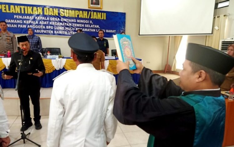 Pj Bupati Barut Lantik Pj Kades Bintang Ninggi II, PAW BPD Luwe Hulu dan Damang Teweh Selatan
