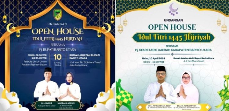 Pj Bupati Barut dan Pj Sekda Gelar Open House Hari Raya Idul Fitri 1445 H di Rumah Jabatan Bupati
