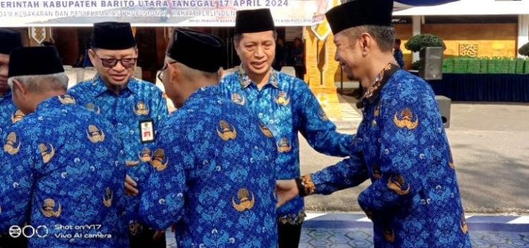 Pemkab Barut Laksanakan Apel Gabungan Sekaligus Halal Bihalal Bersama ASN 