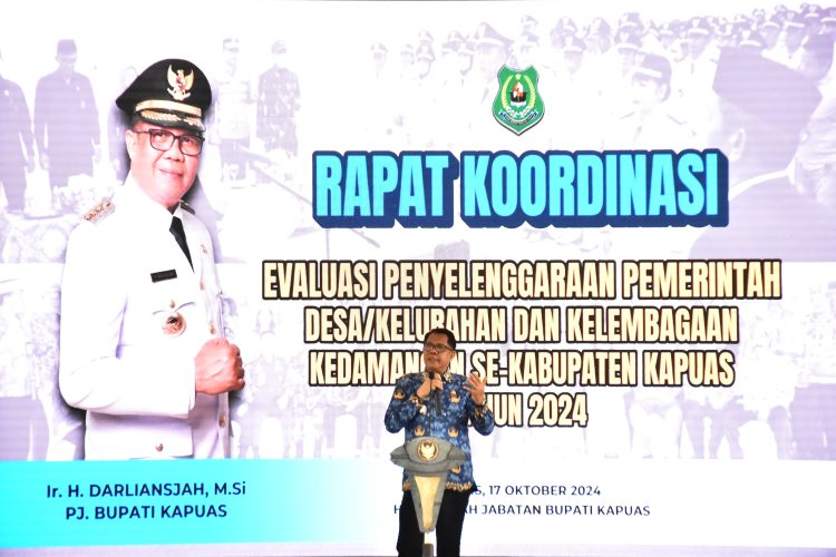 Pj Bupati Kapuas Buka Rakor Evaluasi Penyelenggaraan Pemerintah Desa/Kelurahan dan Kelembagaan Kedamangan Se-Kabupaten Kapuas Tahun 2024