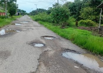 Jalan Desa Kartika Bhakti Rusak Berlubang, Bahayakan Pengendara