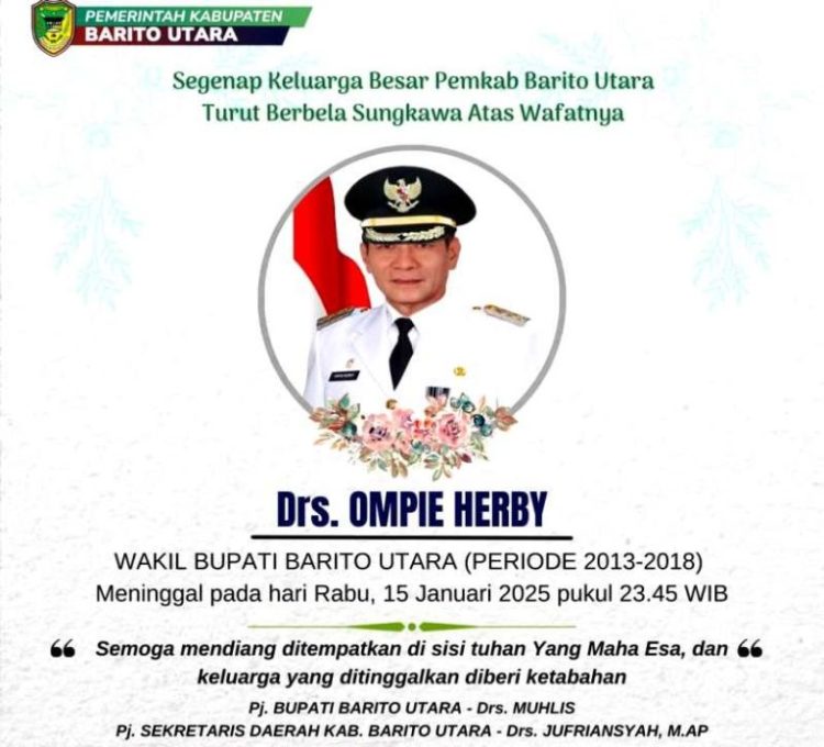 Pemkab Barut Sampaikan Belasungkawa atas Wafatnya Mantan Wakil Bupati Drs. Ompie Herby