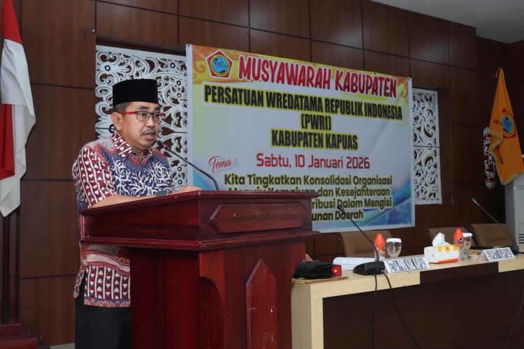 Bupati Kapuas Sampaikan MusKab PWRI merupakan forum strategis dalam menjaga keberlangsungan dan eksistensi organisasi PWRI di daerah